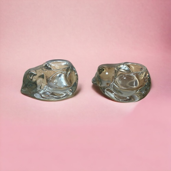 NWT Set of 2 Crystal Indiana Glass Cat Votive Candle Holders - Picture 2 of 12